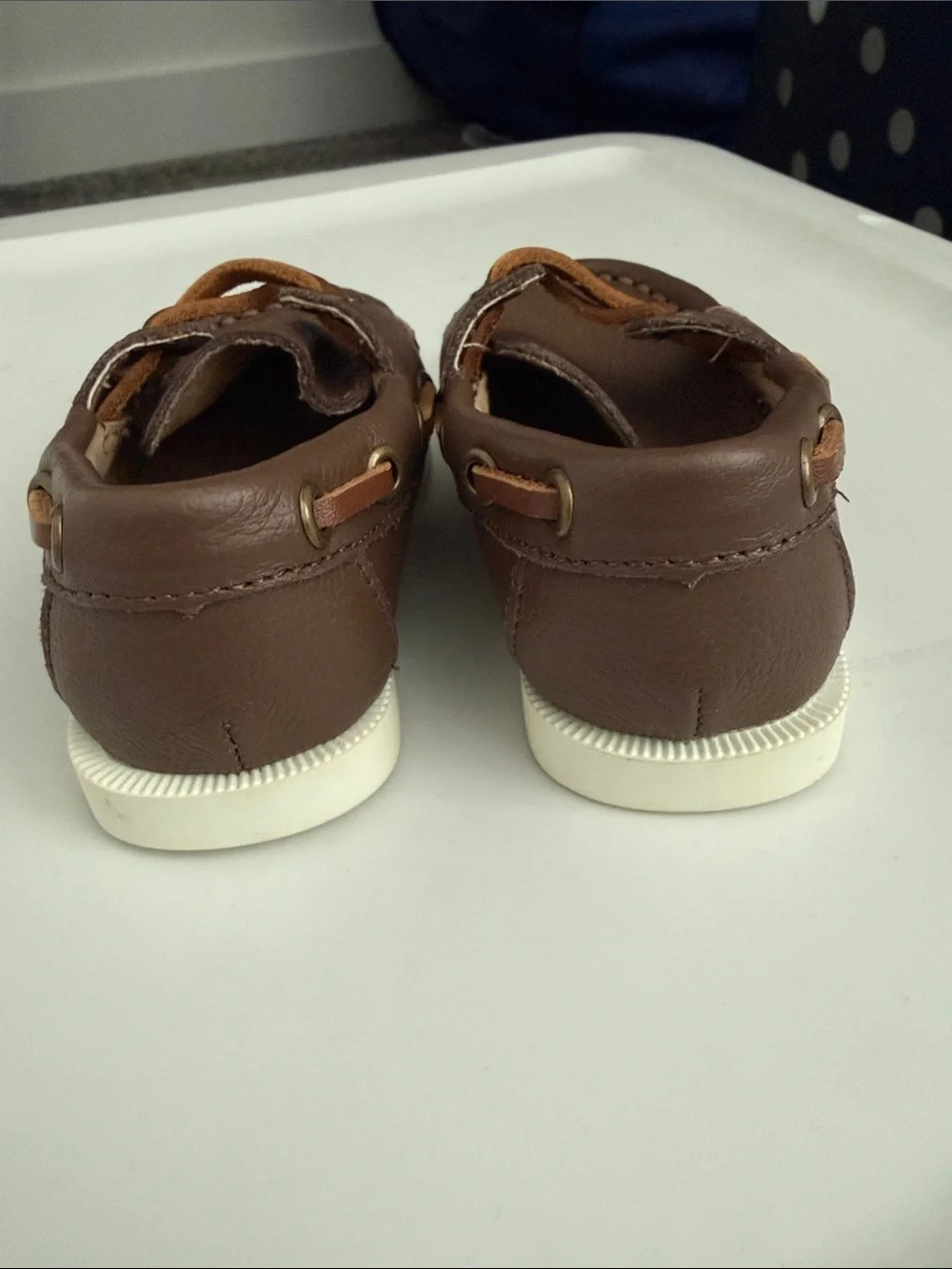 Janie and Jack Brown Leather Moccasin Boat Shoes for Kids